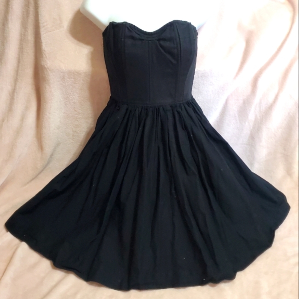Tracy Feith for Target Structured Black Linen Blend LBD Strapless Dress Sz 6